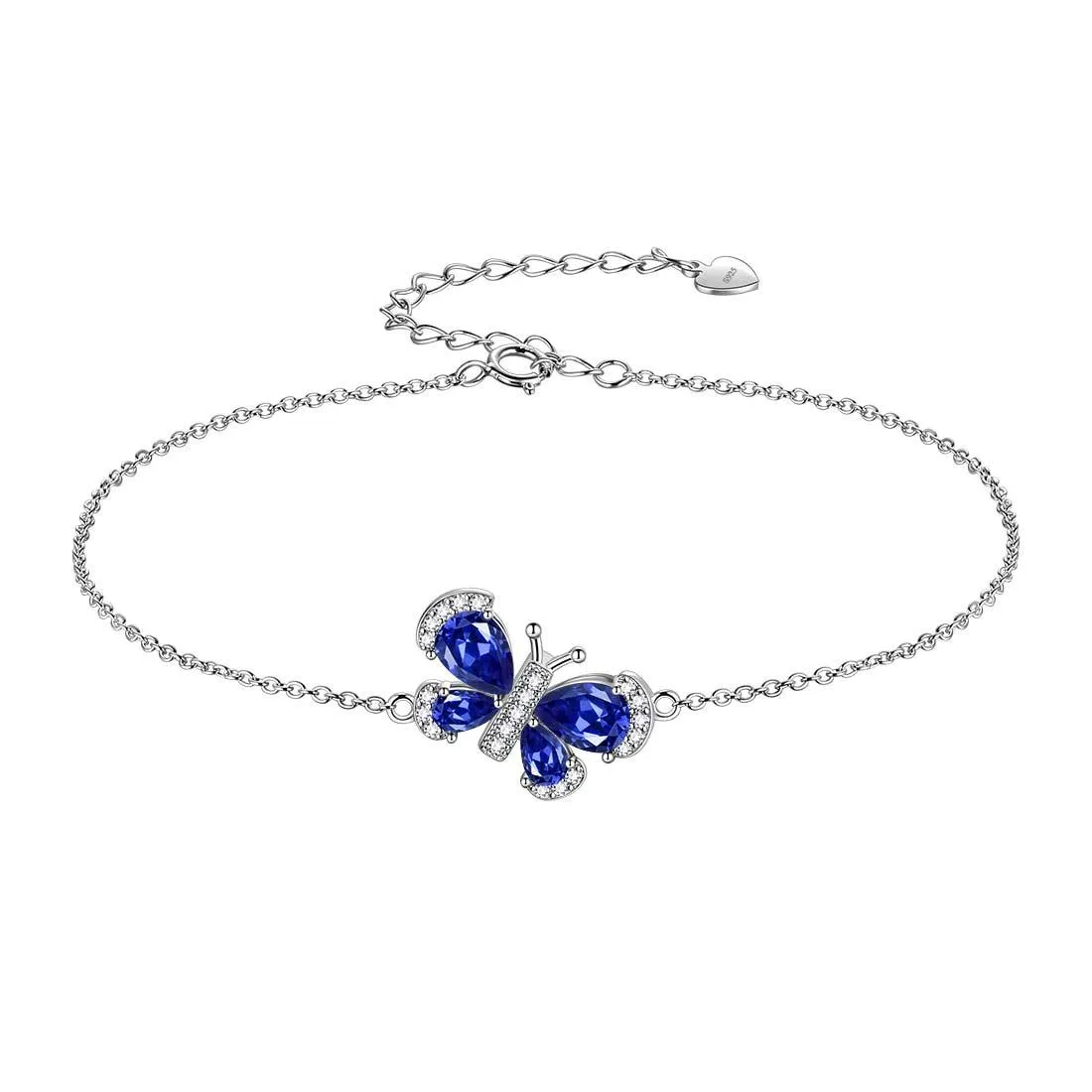 Butterfly Bracelet Birthstone September Sapphire Crystal Women Girls Jewelry Birthday Gift