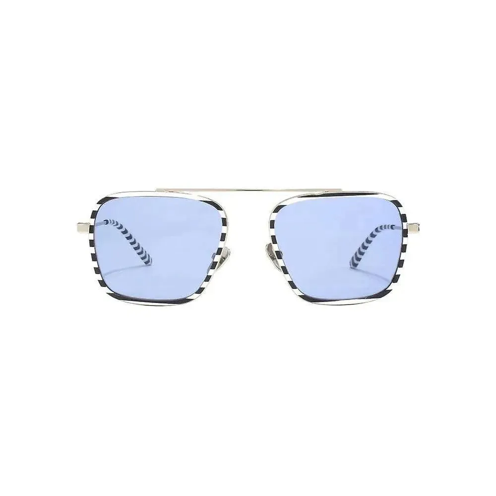 Calvin Klein Unisex Square Blue Tint Sunglasses with Stripes