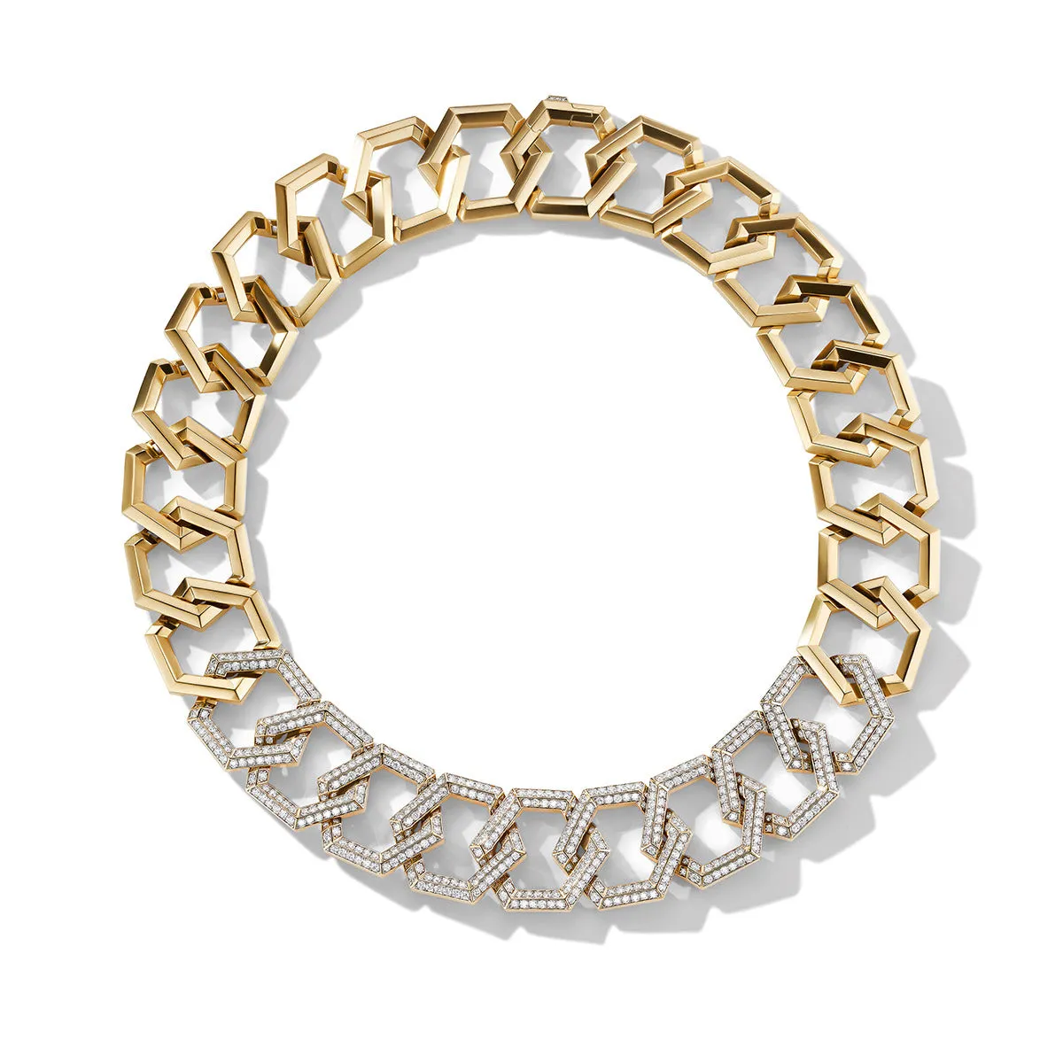 Carlyle Necklace in 18K Yellow Gold with Pave Diamonds