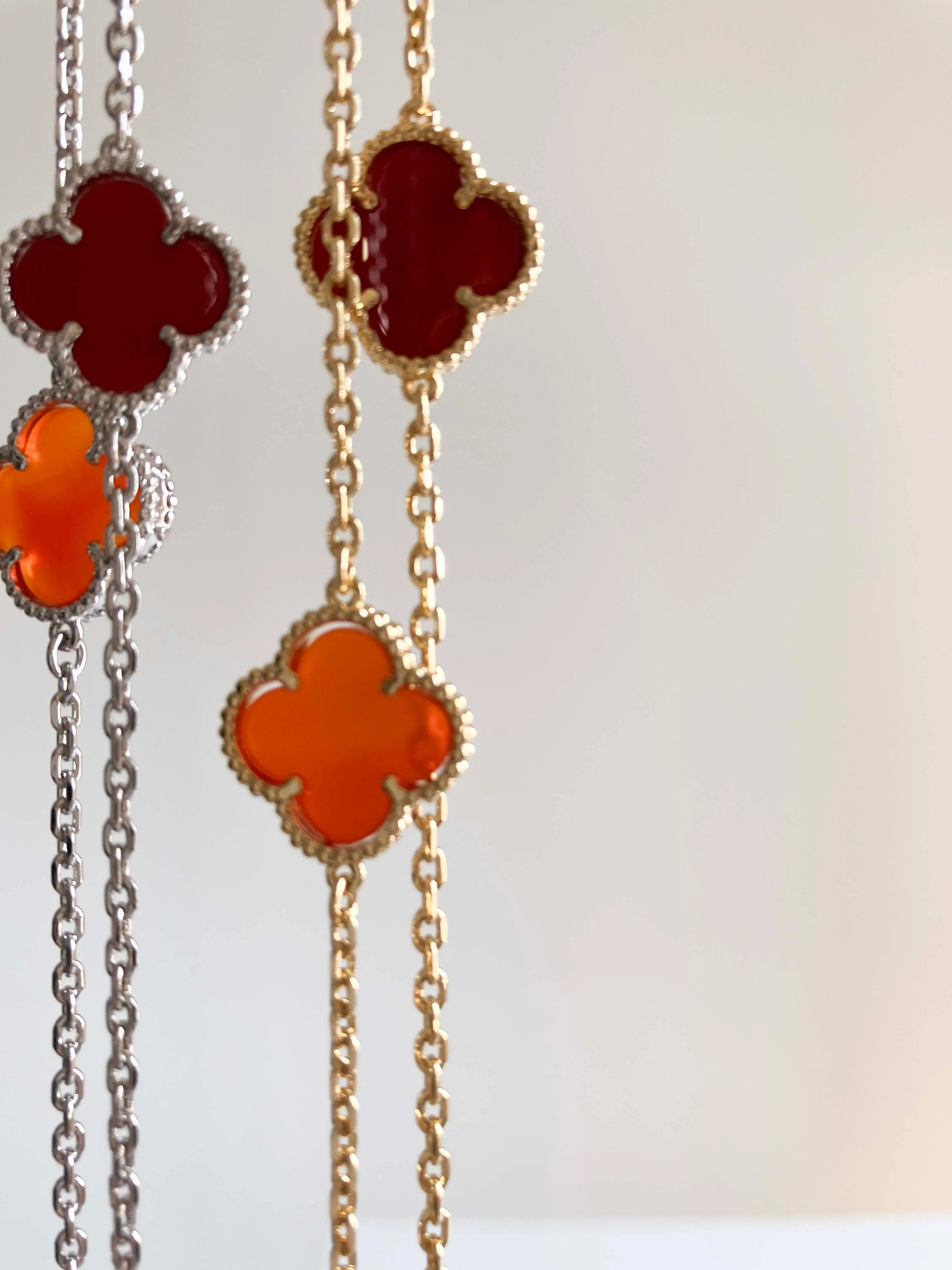 Carnelian Quatrefoil Rope Necklace in Gold