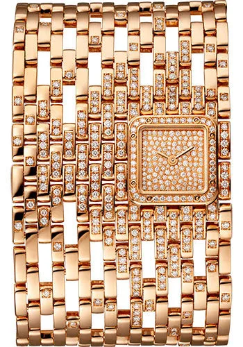 Cartier Panth�re de Cartier Cuff Watch - 22 mm x 19 mm Rose Gold Diamond Case - Rose Gold Diamond Dial - Diamond Bracelet - HPI01293