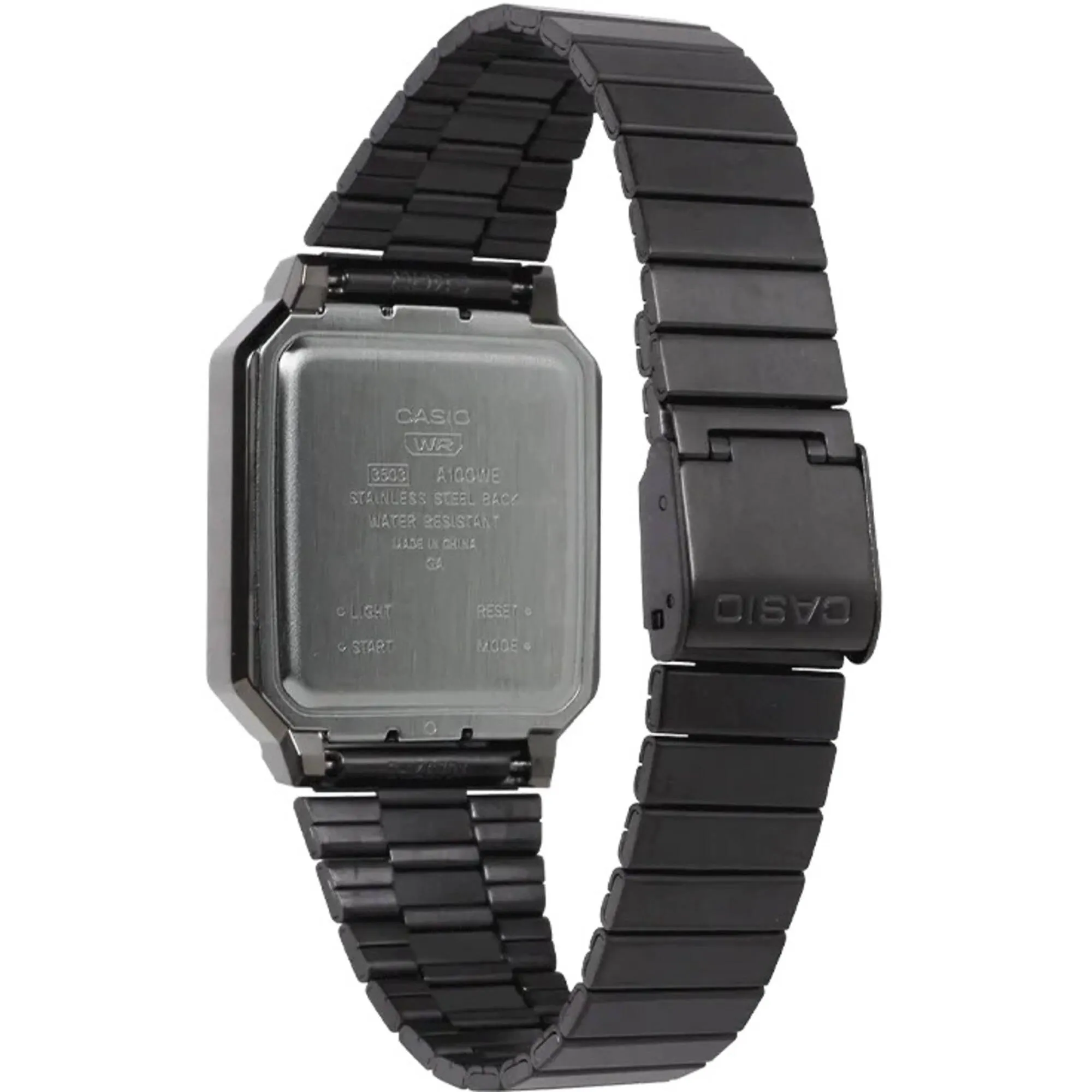 Casio Unisex Digital Watch - Vintage Black Stainless Steel Bracelet | A100WEGG-1A