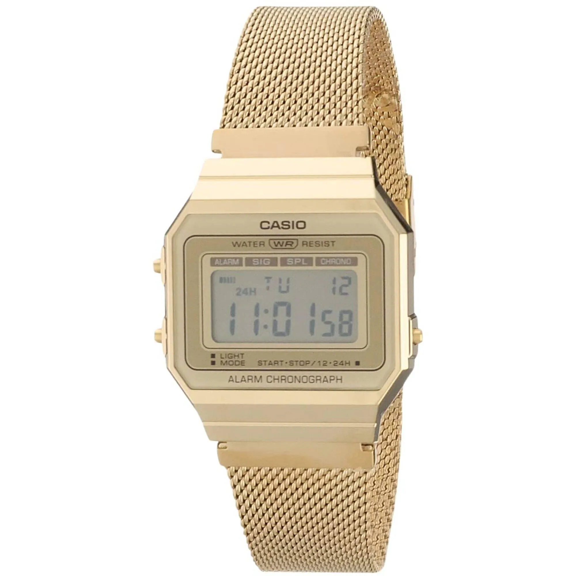 Casio Unisex Digital Watch - Vintage Chronograph Gold Dial Bracelet | A700WMG-9AVT