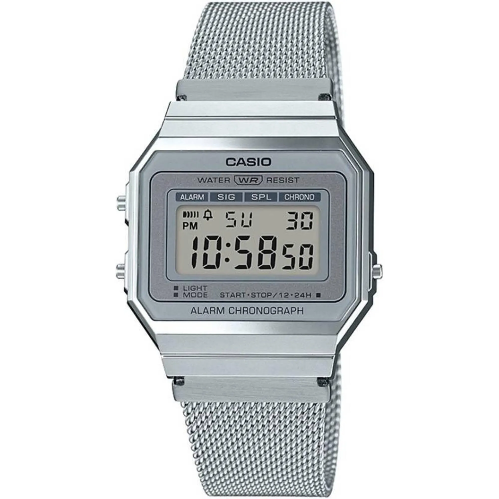 Casio Unisex Digital Watch - Vintage Silver Stainless Steel Bracelet | A700WM-7AVT