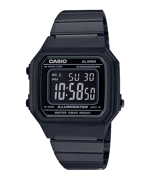 Casio Unisex Vintage Full Black Stainless Steel Band Watch B650WB-1B