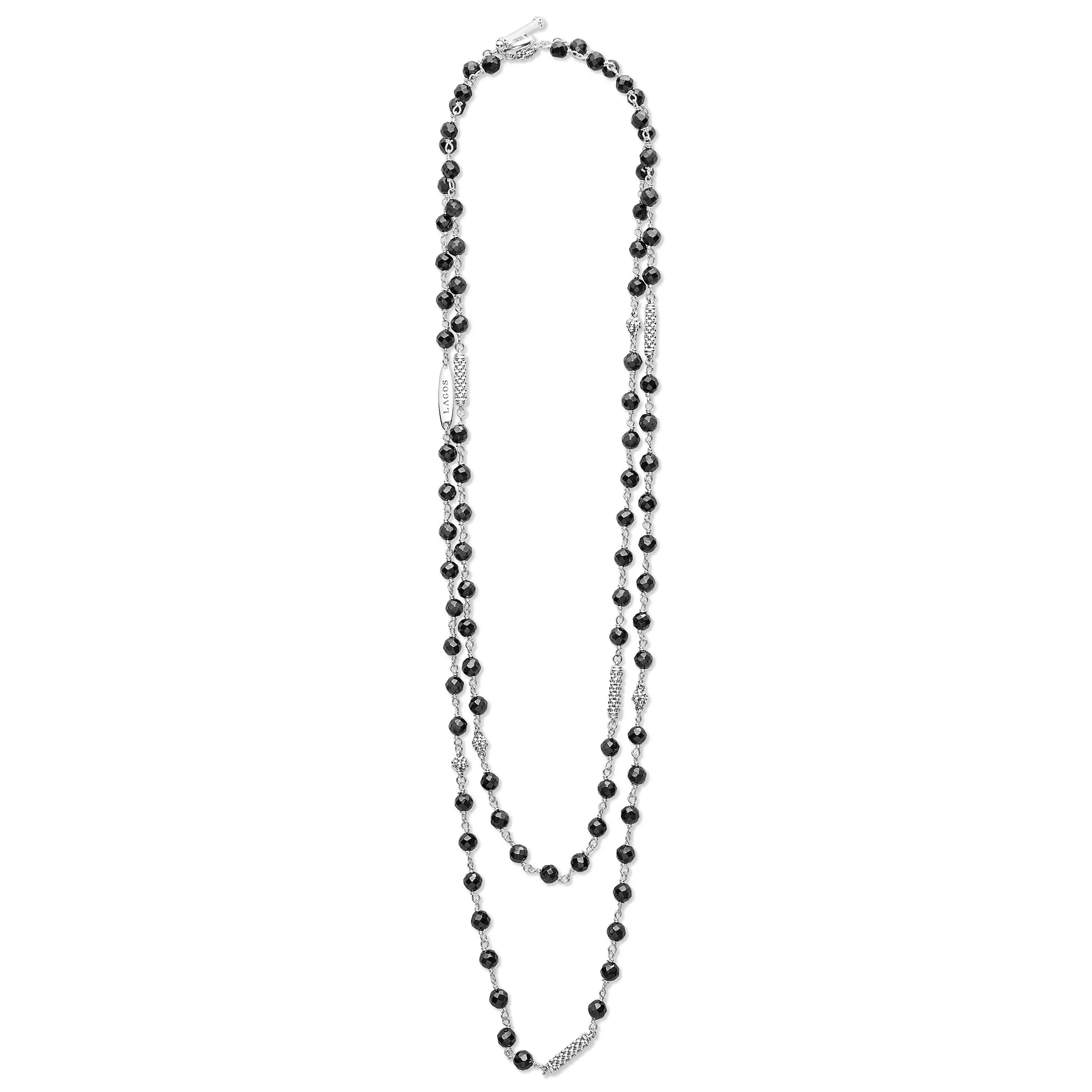 Caviar Icon Long Black Ceramic Beaded Necklace