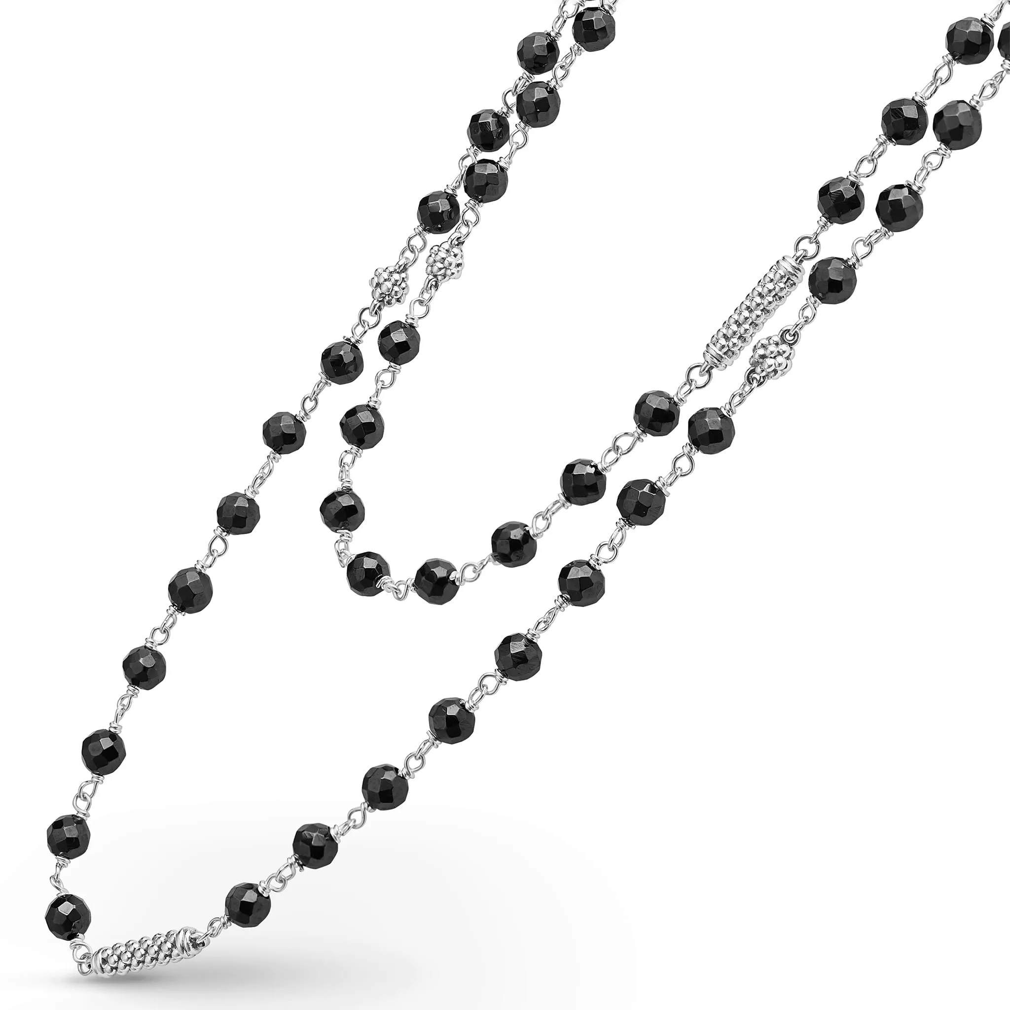 Caviar Icon Long Black Ceramic Beaded Necklace