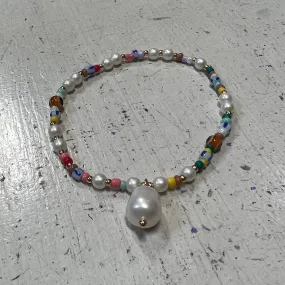 CC - Pearl & Multicolored Bead Bracelet