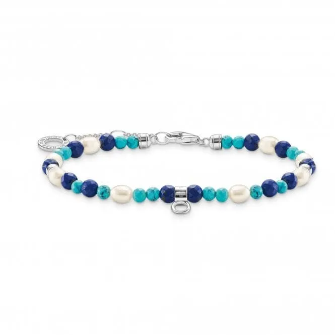 Charming Blue Stones And Pearls Bracelet A2064-775-7-L19V