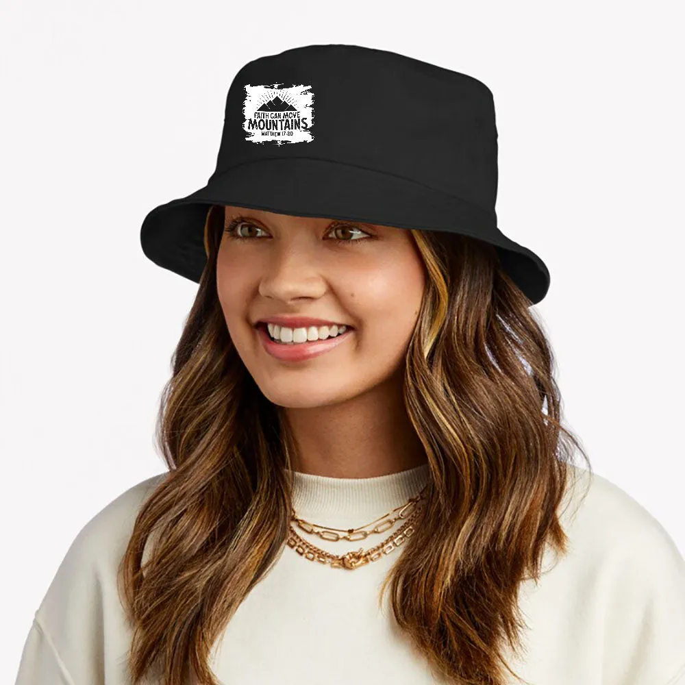 Christian Faith Can Move Mountains Jesus Christ Saying Bucket Hat