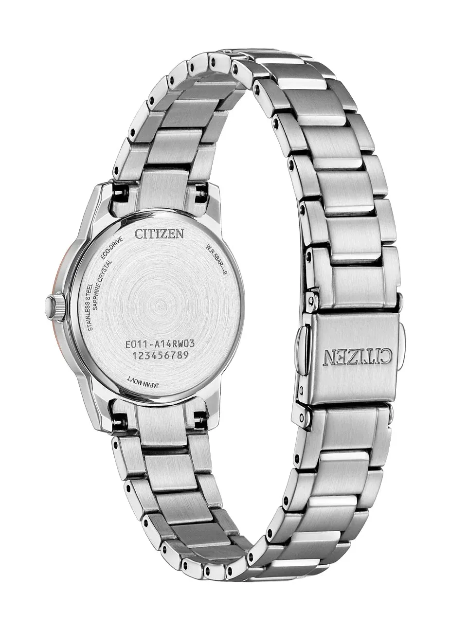 CITIZEN LADIES ECO-DRIVE WHITE DIAL ROSE STAINLESS STEEL EW2319-71A