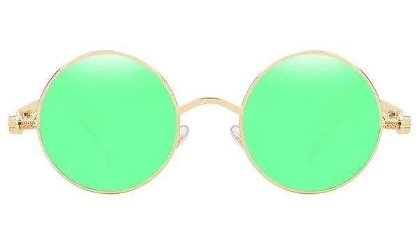 Classy Men Green Round Vintage Sunglasses