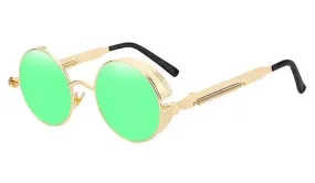 Classy Men Green Round Vintage Sunglasses