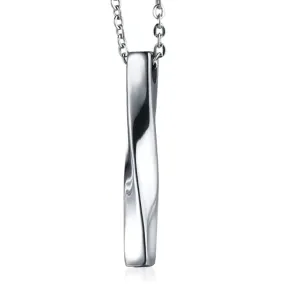 Classy Men Twisted Bar Pendant Necklace