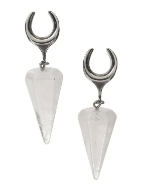 Clear Quartz Dangle Steel Crescent Saddles