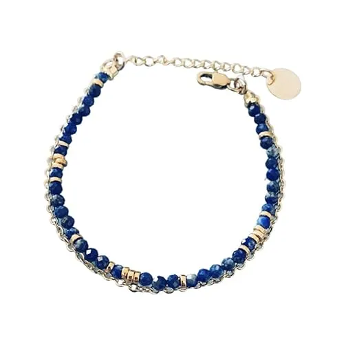 Clover Double Lapis Lazuli Bracelet | Women's Gourmet Bracelet | Magical Natural Stones and 24K Gold-Plated Heishi Pearls | Golden Bracelet | Gift Jewelry | Gold Women's Jewelry | Women's gift idea | Gift Jewelry