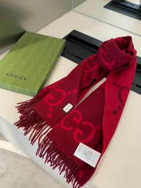 CLTH298 GG Cashmere Jacquard Scarf / 17.7"W x 78.7"L