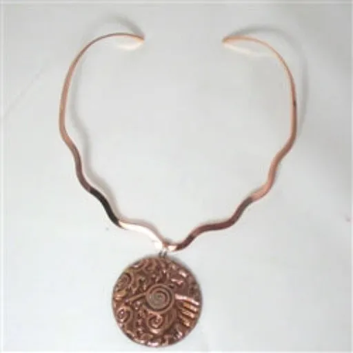 Copper Choker with Handmade Copper luster Raku Pendant