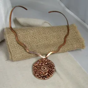 Copper Choker with Handmade Copper luster Raku Pendant