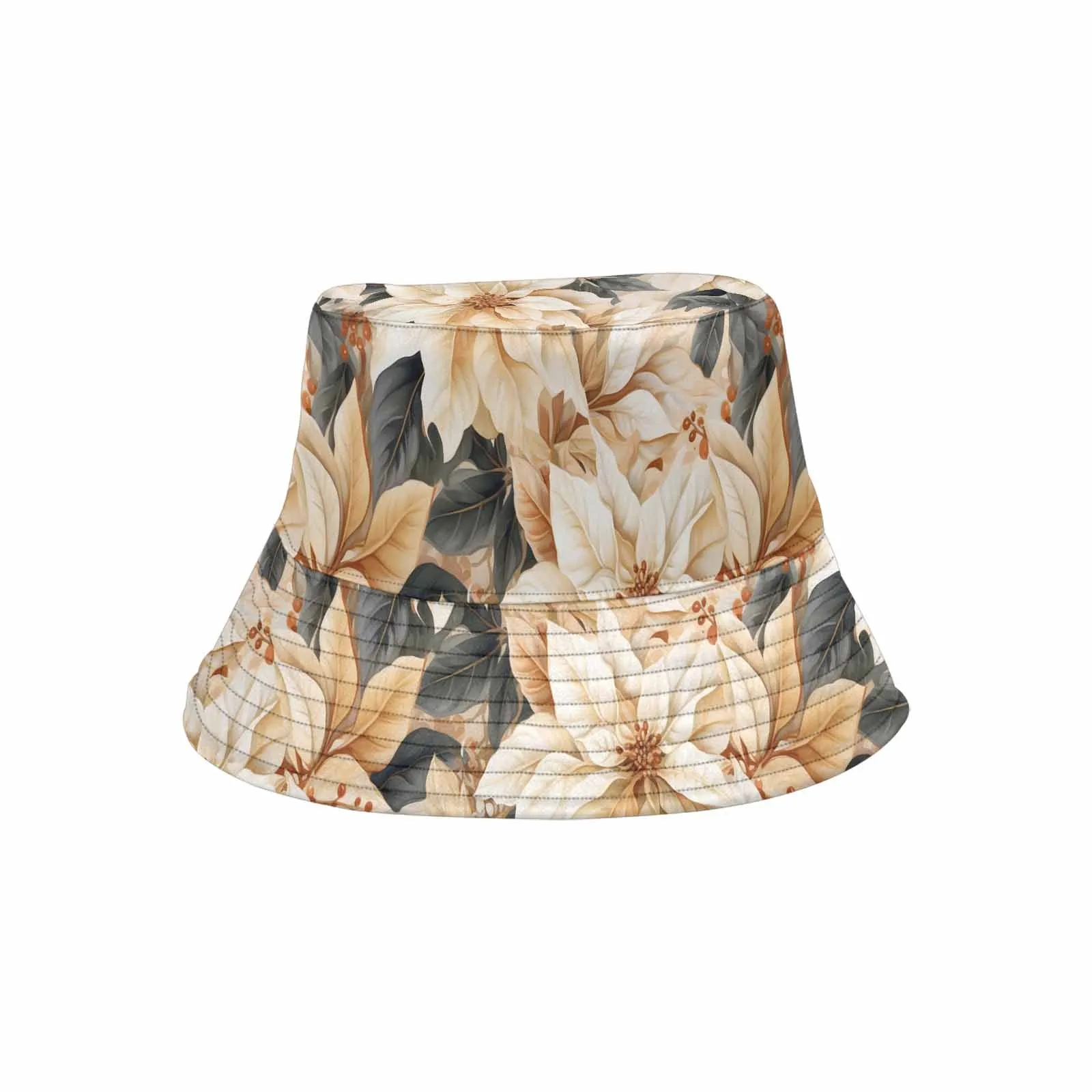 Cream Poinsettia2  Unisex Summer Single-Layer Bucket Hat