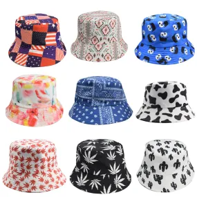 Creative Printing Adult Double-Sided Sun Hat Bucket Hat Hat