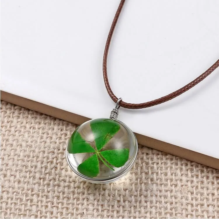 Creative Time Gemstone Lucky Glass Ball Necklace