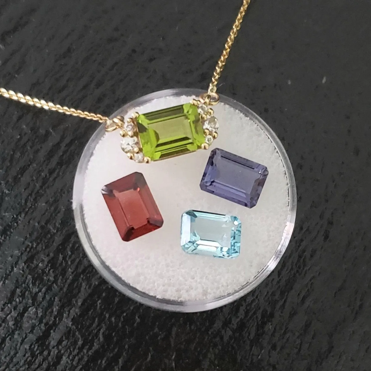 Cremation Necklace With Ashes -Emerald Cut Birthstone Neacklace