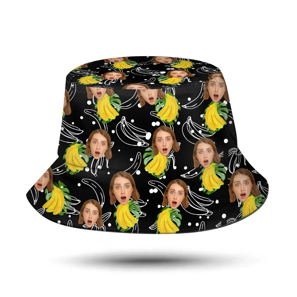 Custom Funny Bucket Hat Personalised Face Banana Bucket Hat Summer Wide Brim Fisherman Hat Gifts