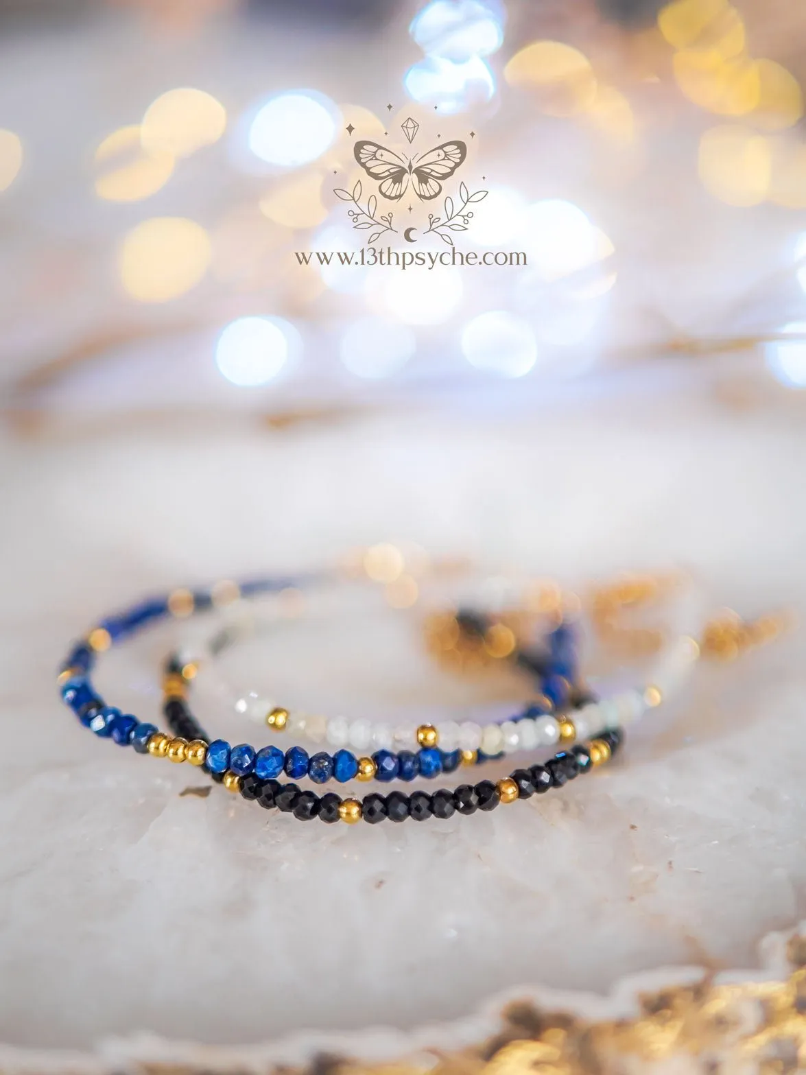 Dainty faceted Lapis Lazuli gemstone bracelet