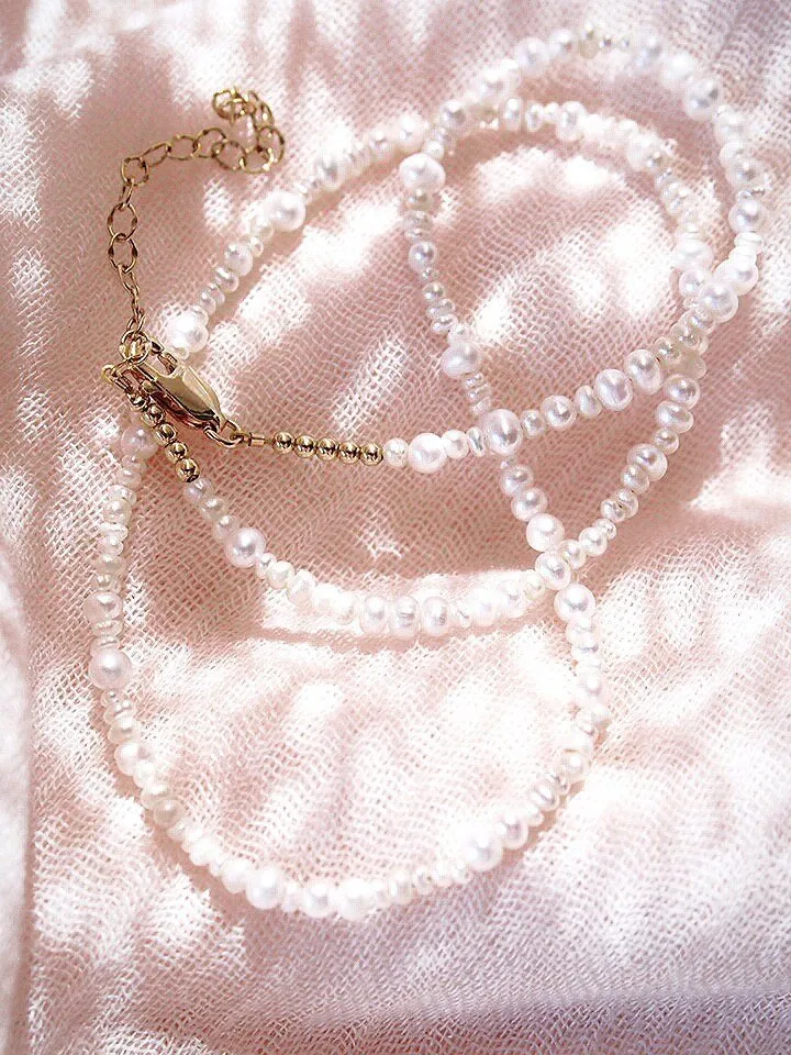 Dainty Organic White Pearl Necklace - Kale'a