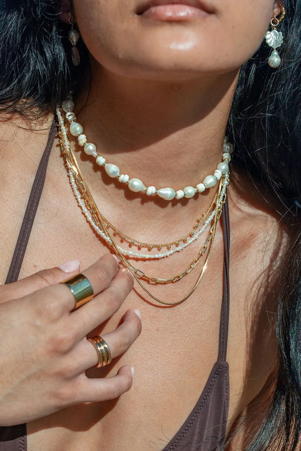 Dainty Organic White Pearl Necklace - Kale'a