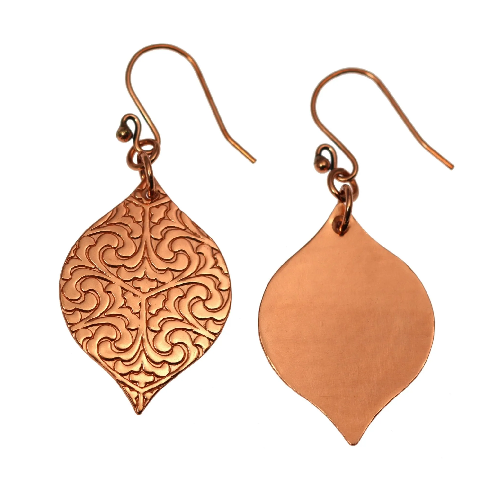 Damask Embossed Marrakesh Copper Drop Earrings