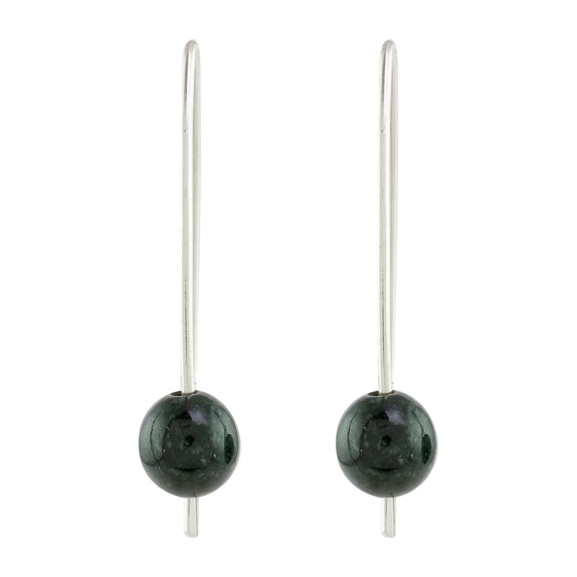 Dark Green Chimera Beauty Dark Green Jade Drop Earrings from Guatemala