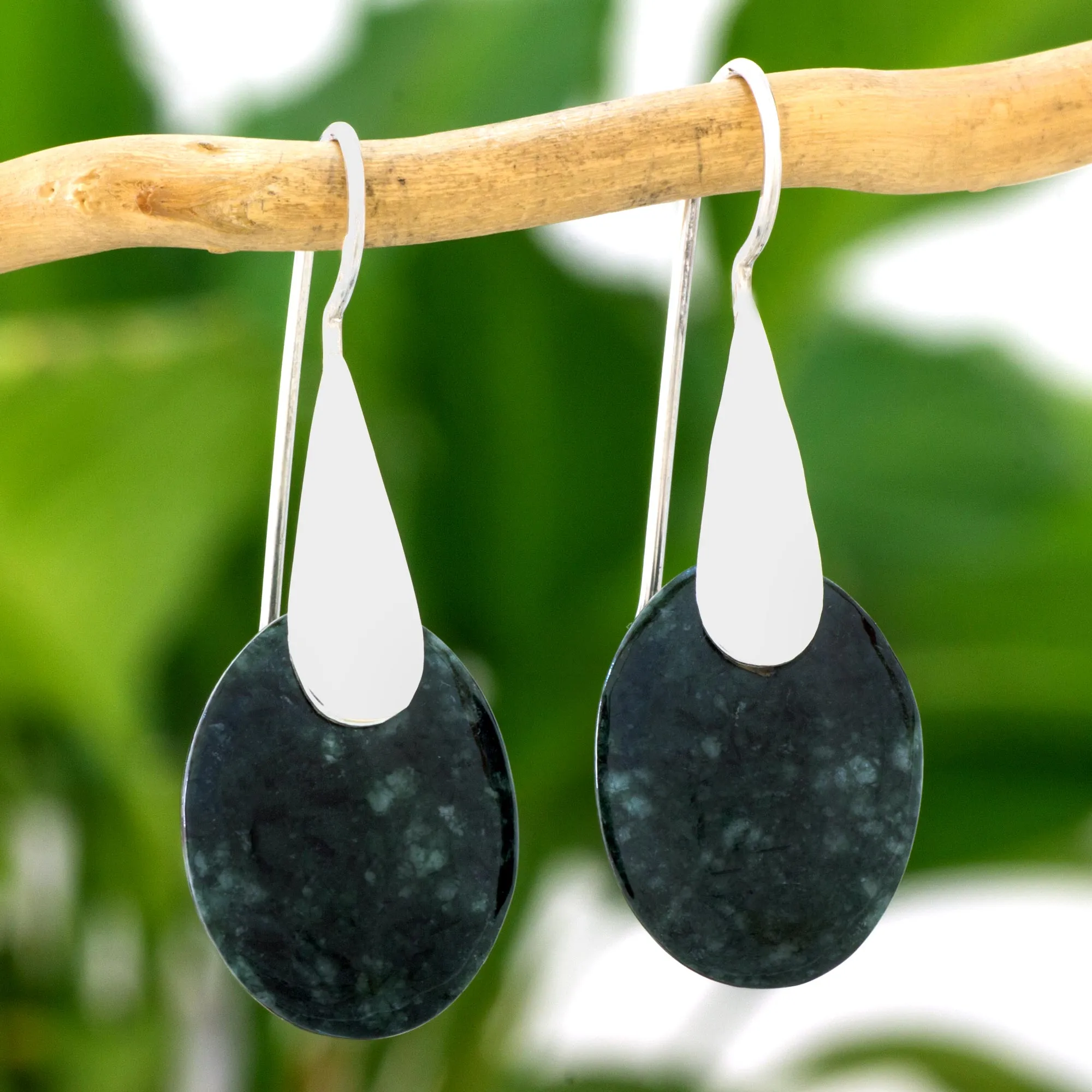 Dark Maya Jungle Jade Dangle Earrings