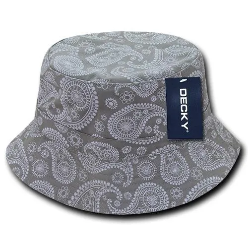 Decky 459 - Relaxed Paisley Bucket Hat, Bandana Pattern Bucket Cap