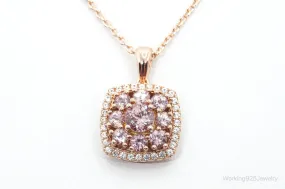 Designer DK White & Pink CZ Rose Gold Vermeil Sterling Silver Necklace