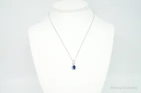 Designer SUN Lab Sapphire Cubic Zirconia Sterling Silver Necklace