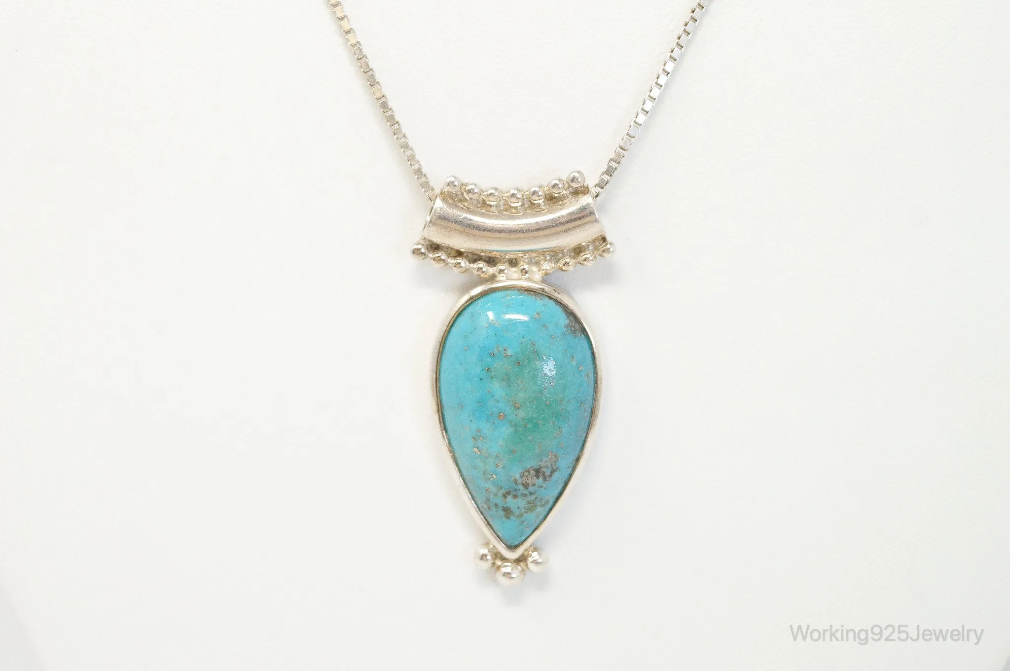 Designer Whitney Kelly WK Large Turquoise Sterling Silver Necklace