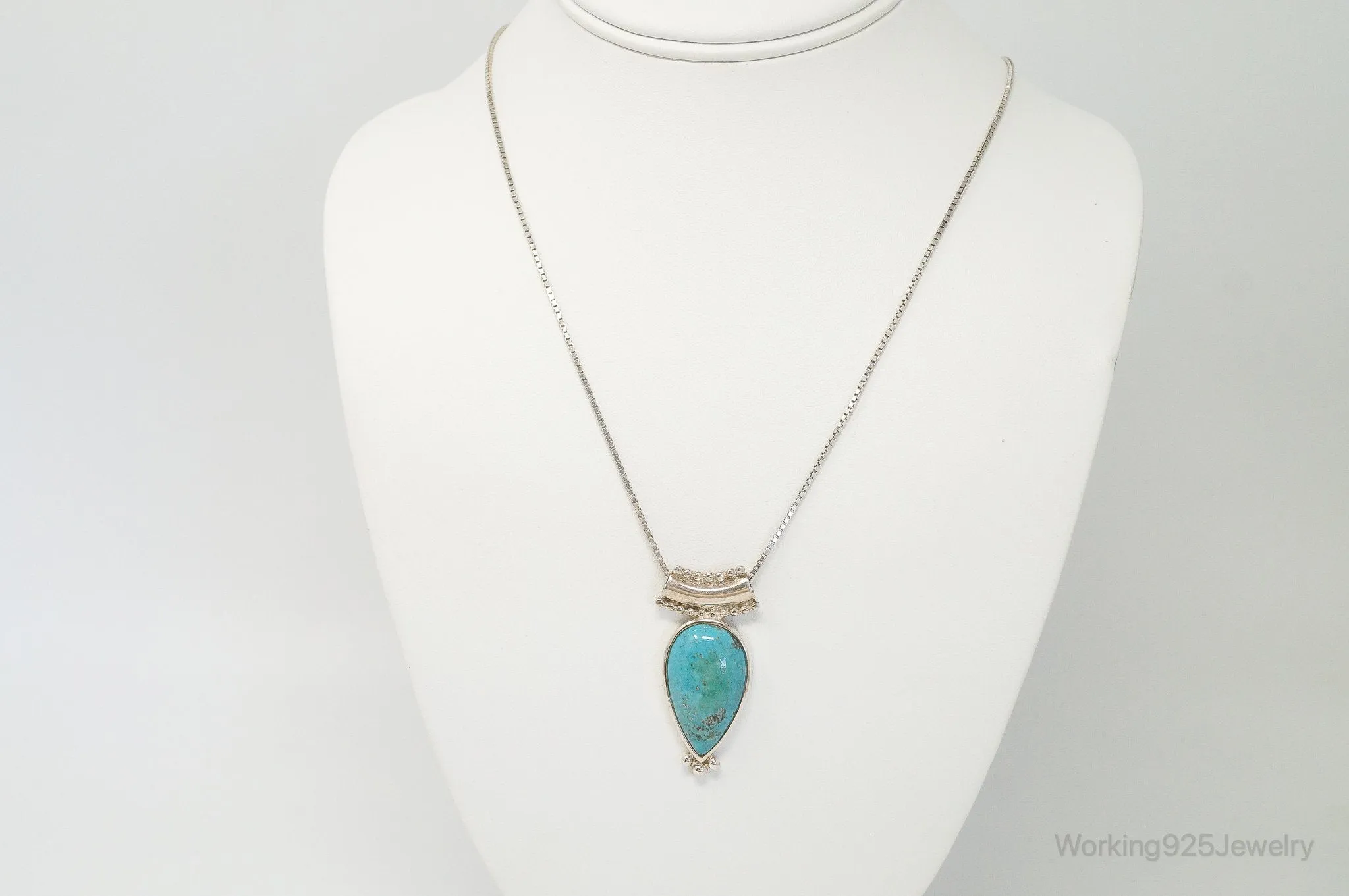 Designer Whitney Kelly WK Large Turquoise Sterling Silver Necklace