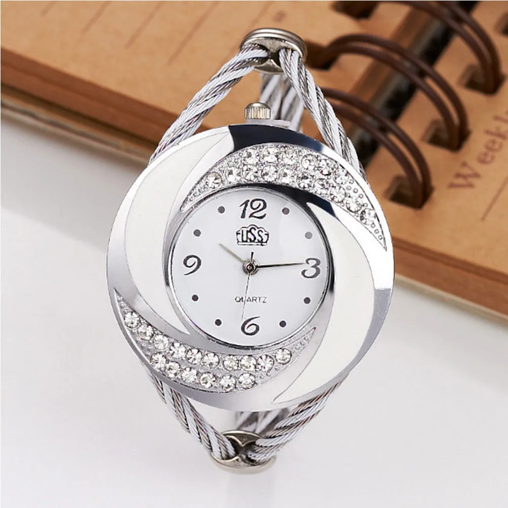 Diamond bracelet with braided watch