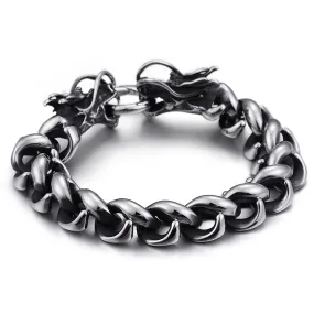 Dominant Men's Stainless Steel Loong Head Bracelet - European and American Jewelry