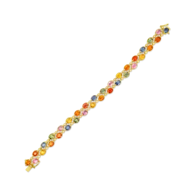 Double Row Rainbow Sapphire & Diamond Bracelet