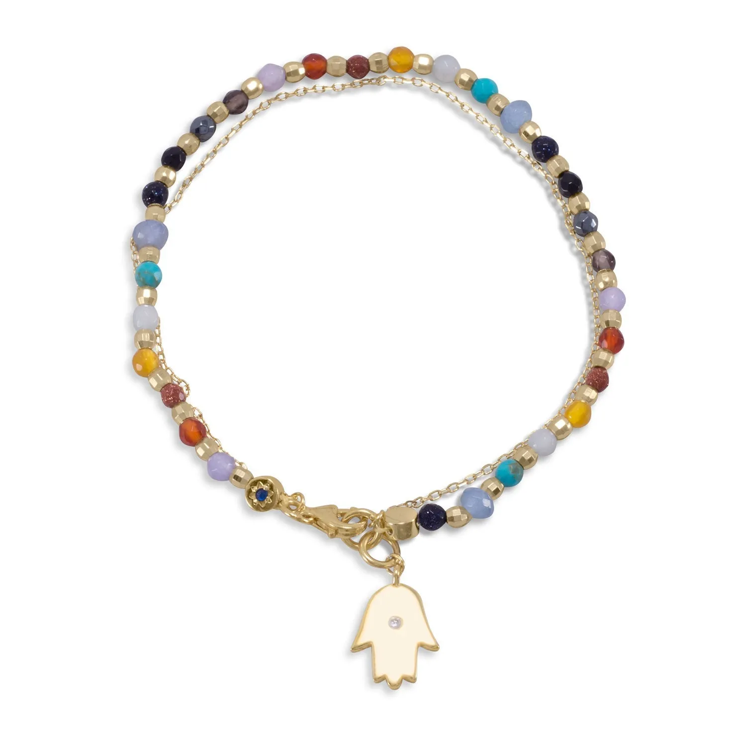 Double Strand Gold Plated Chakra Stone Bracelet