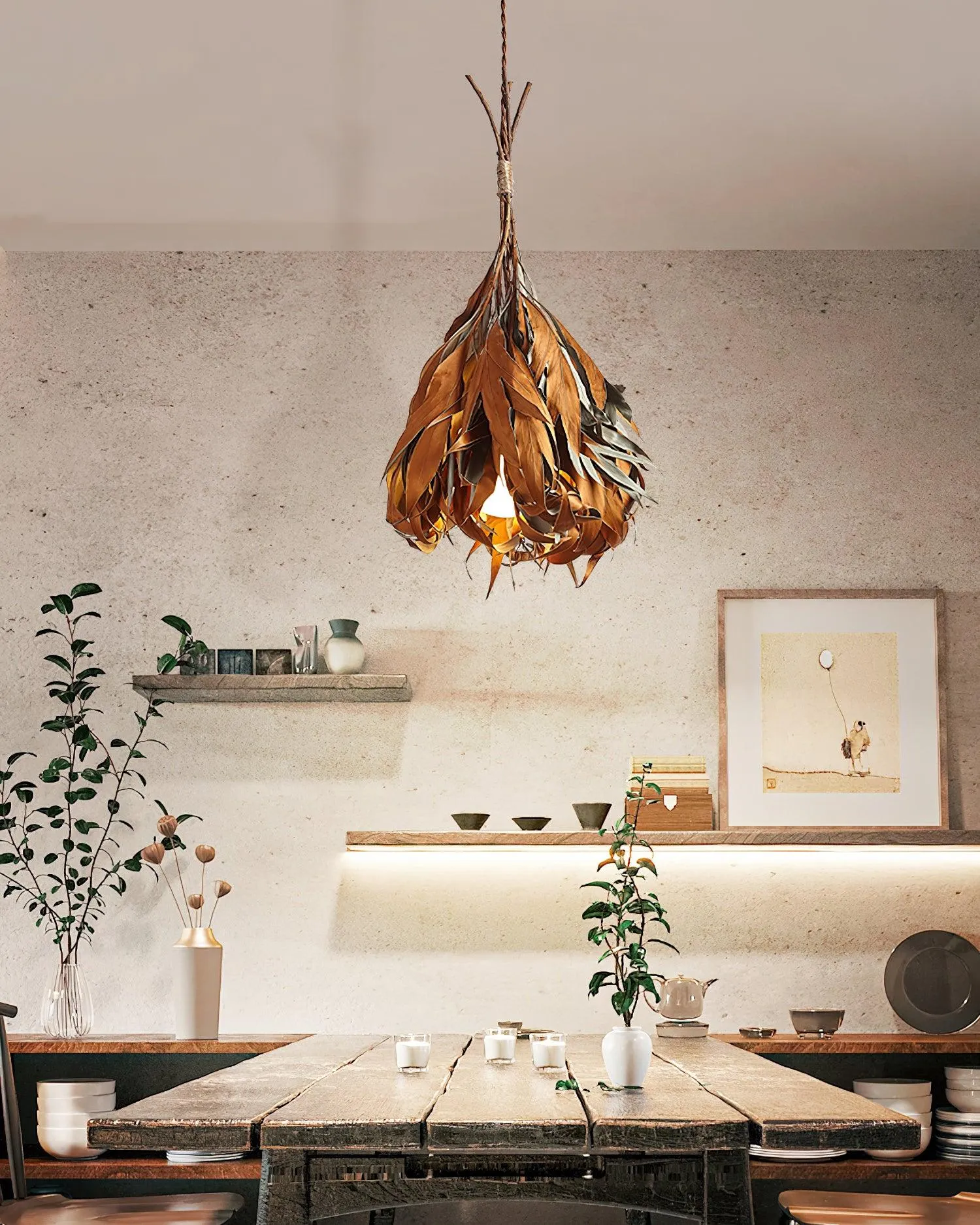 Dried Branch Leaf Pendant Lamp