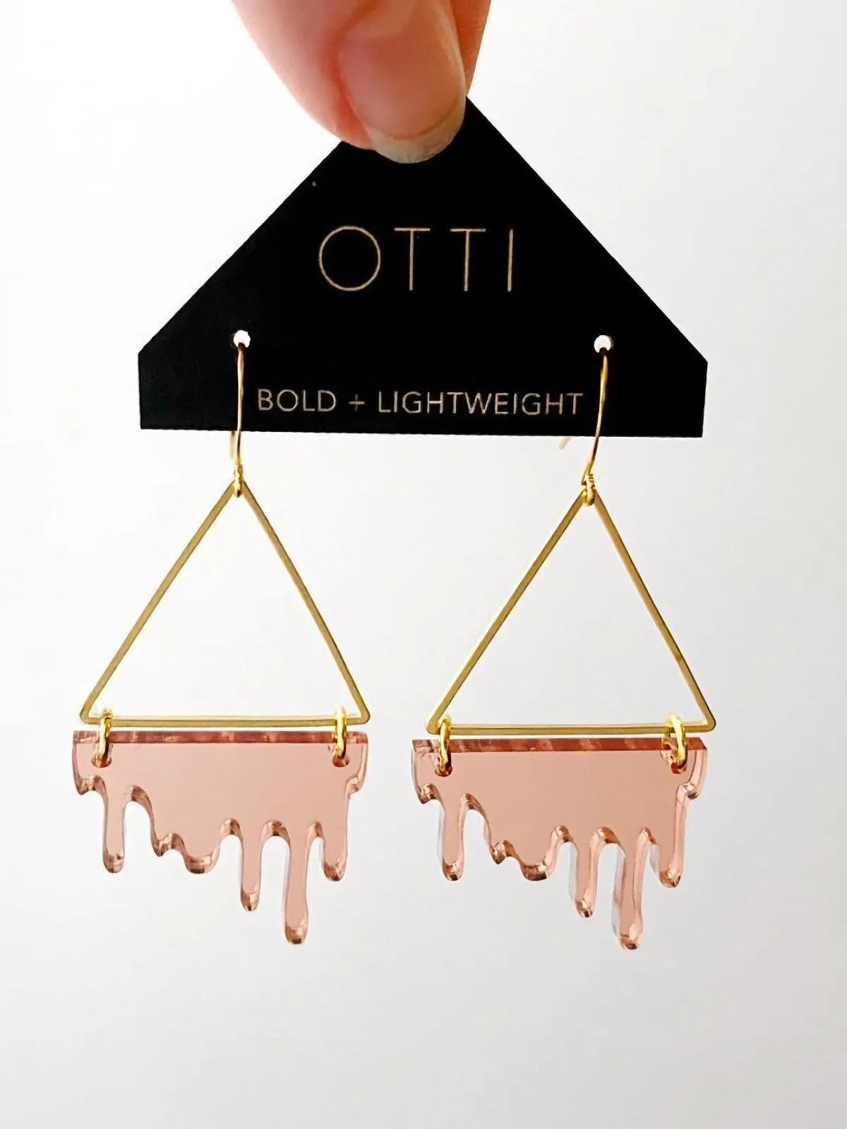 Drippy Triangle Rose Gold Earrings