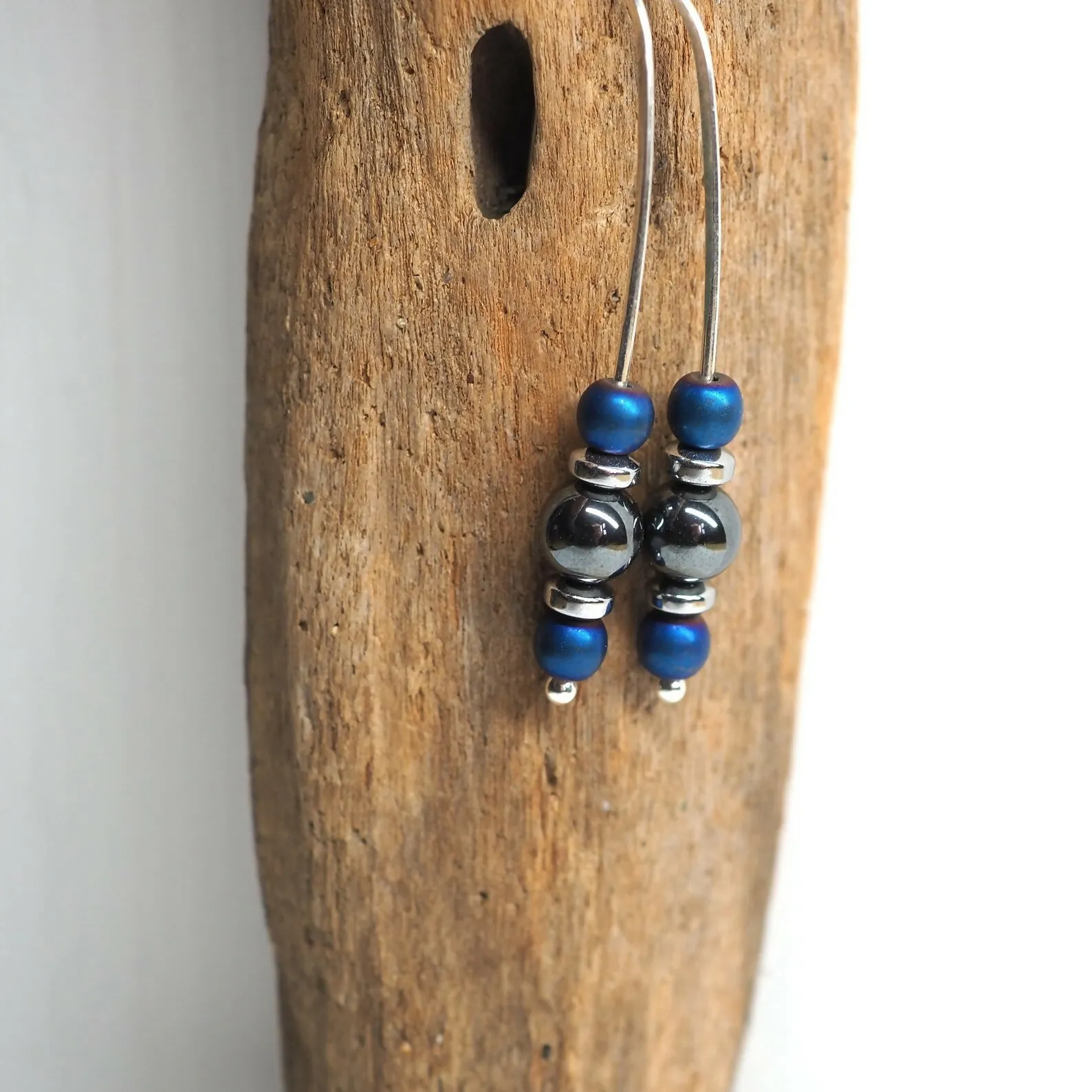 Drop Earrings - Hematite and Silver