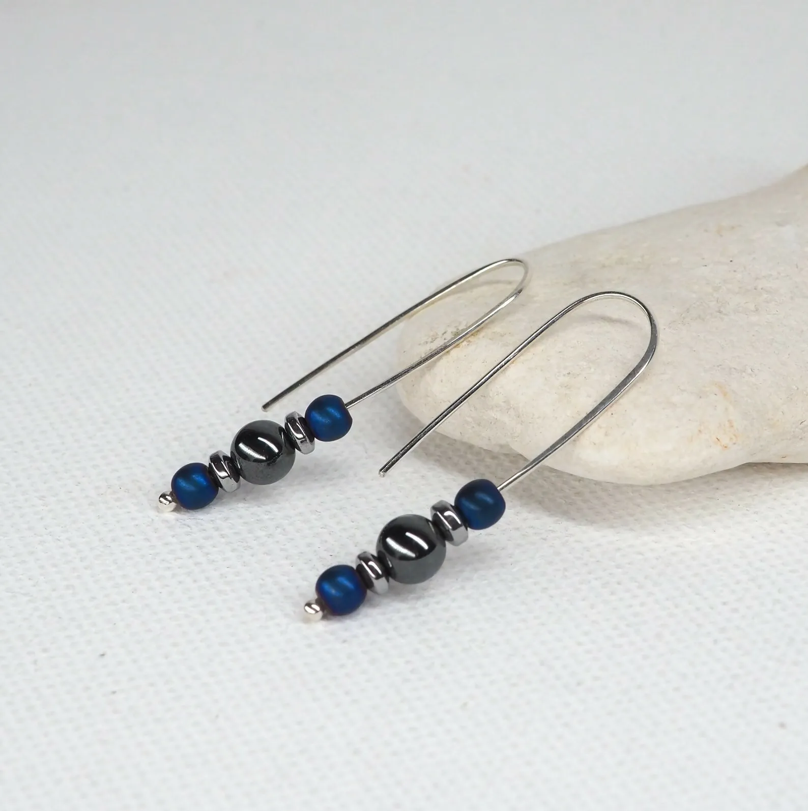 Drop Earrings - Hematite and Silver