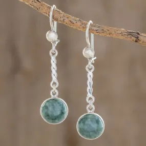 Drops of Hope Sterling Silver Green Jade Dangle Earrings from Guatemala