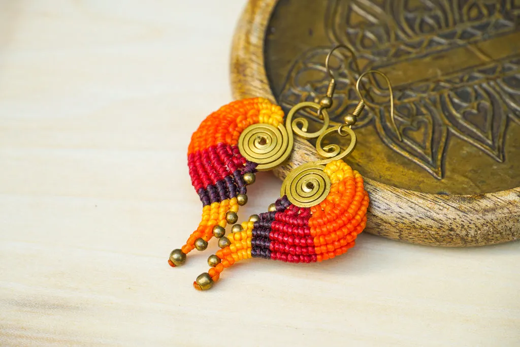 E7709- Micro Macrame Boho Earrings, Handmade Earrings, Hippie Earrings