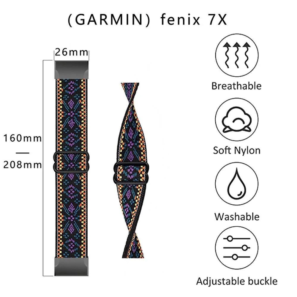 Elastic nylon cool pattern watch strap for Garmin watch - Purple